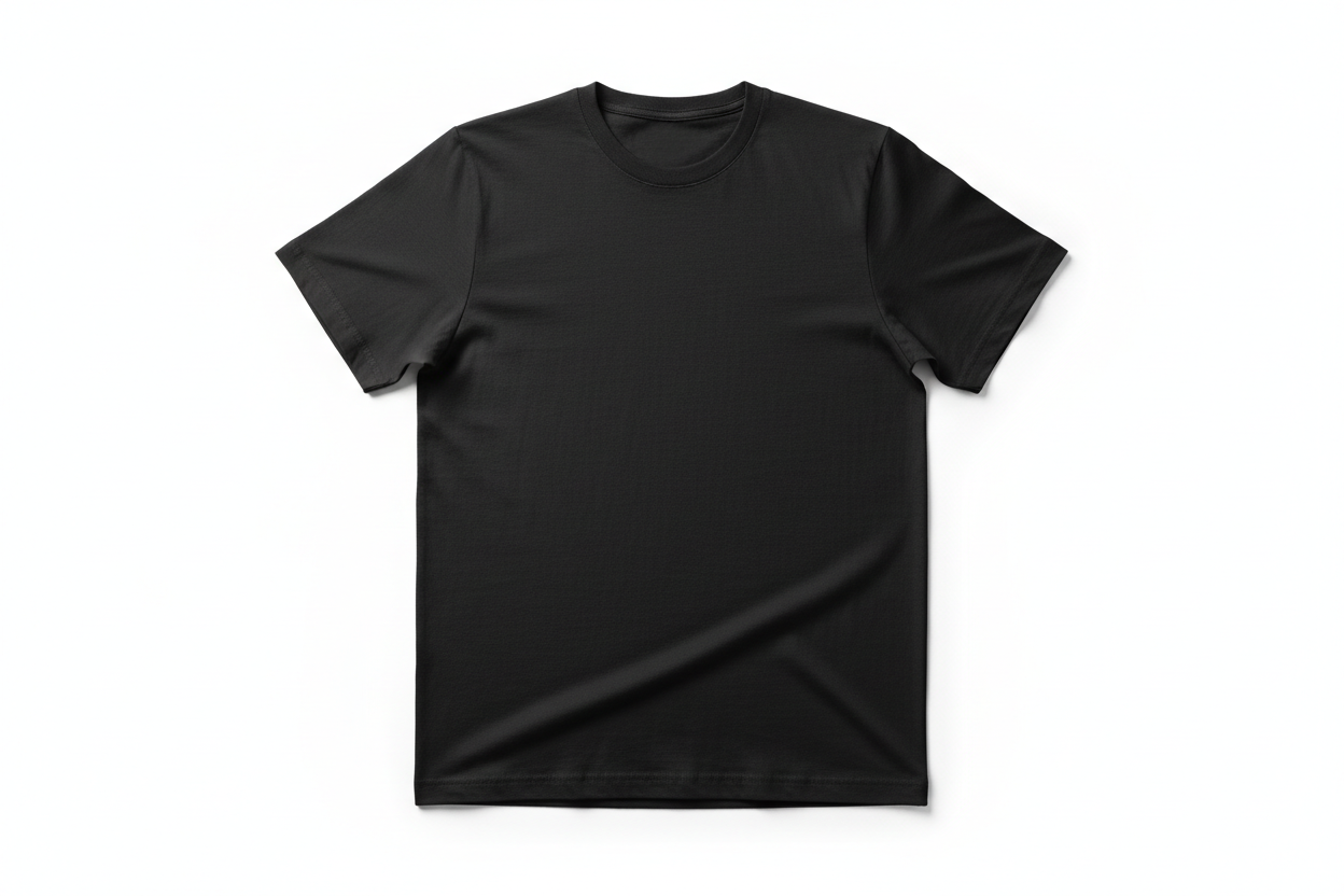 Black T-shirt Flat Lay